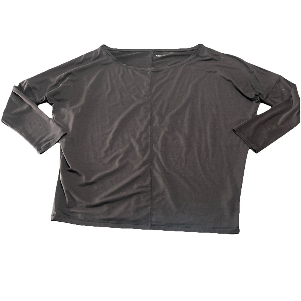 Athleta Black Long Sleeve Pullover T-Shirt Size L Casual Workout Basic